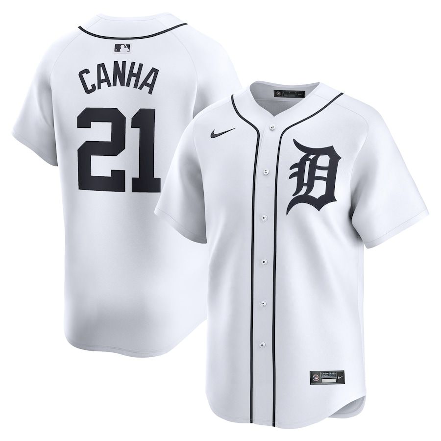 Men Detroit Tigers #21 Mark Canha Nike White Home Limited Player MLB Jersey